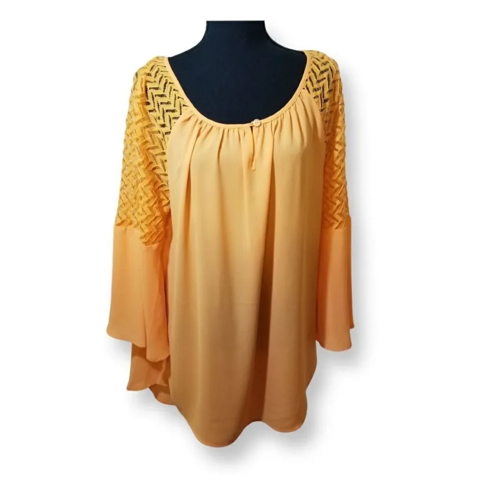 Cato Fashions Women's Blouse Orange 14/16W. C1 - Picture 2 of 4